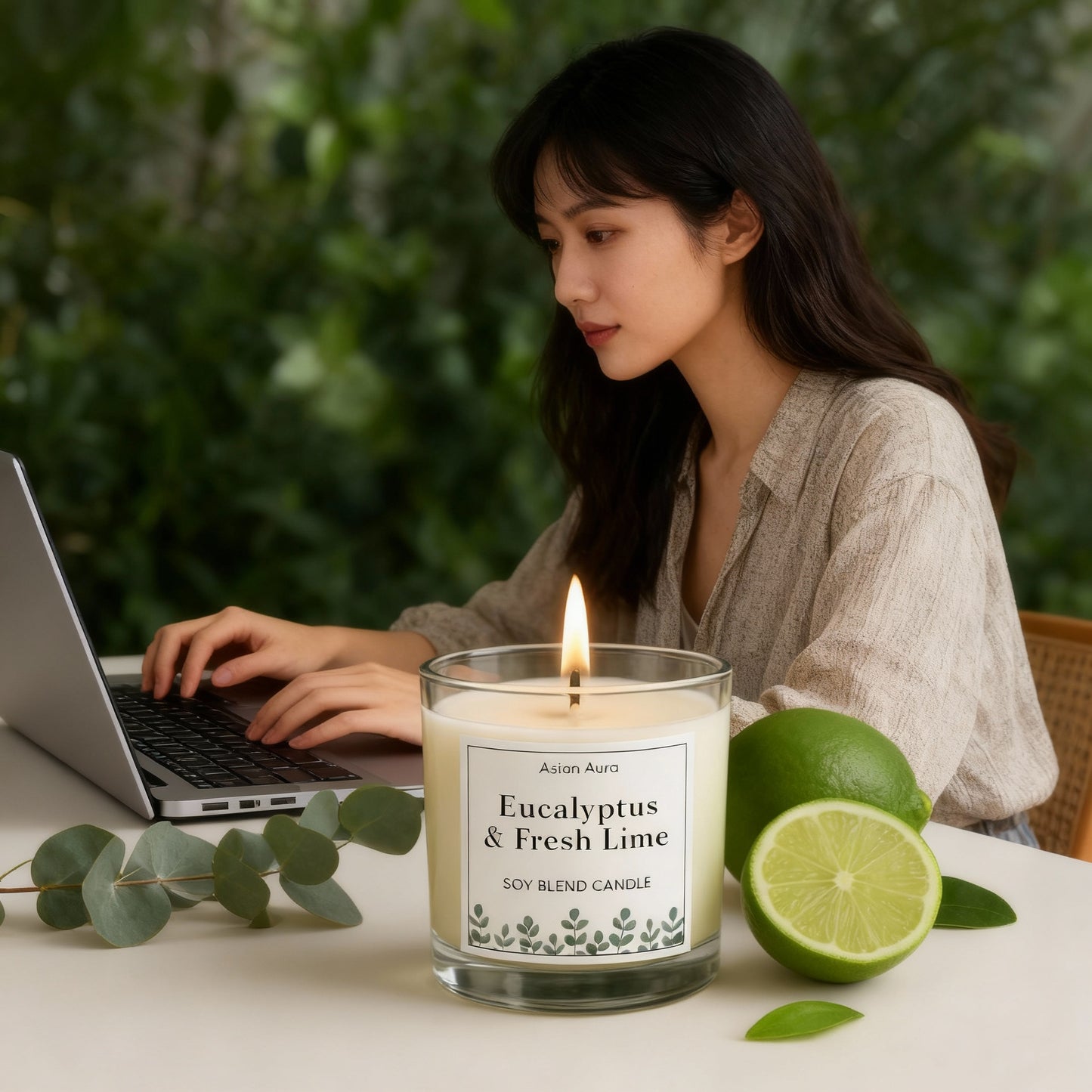 Asian Aura - Eucalyptus & Fresh Lime | Scented Soy Wax | Premium Glass Jar