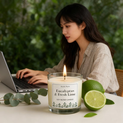 Asian Aura - Eucalyptus & Fresh Lime | Scented Soy Wax | Premium Glass Jar