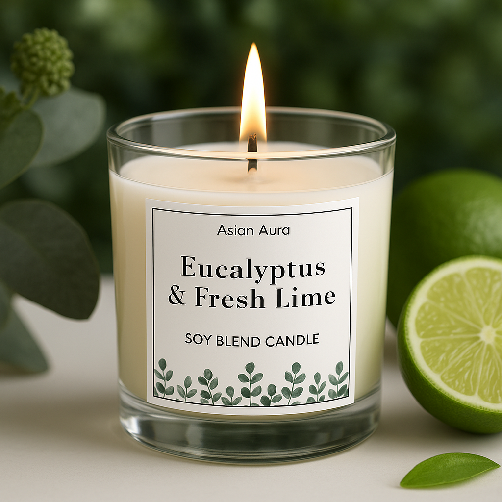 Asian Aura - Eucalyptus & Fresh Lime | Scented Soy Wax | Premium Glass Jar