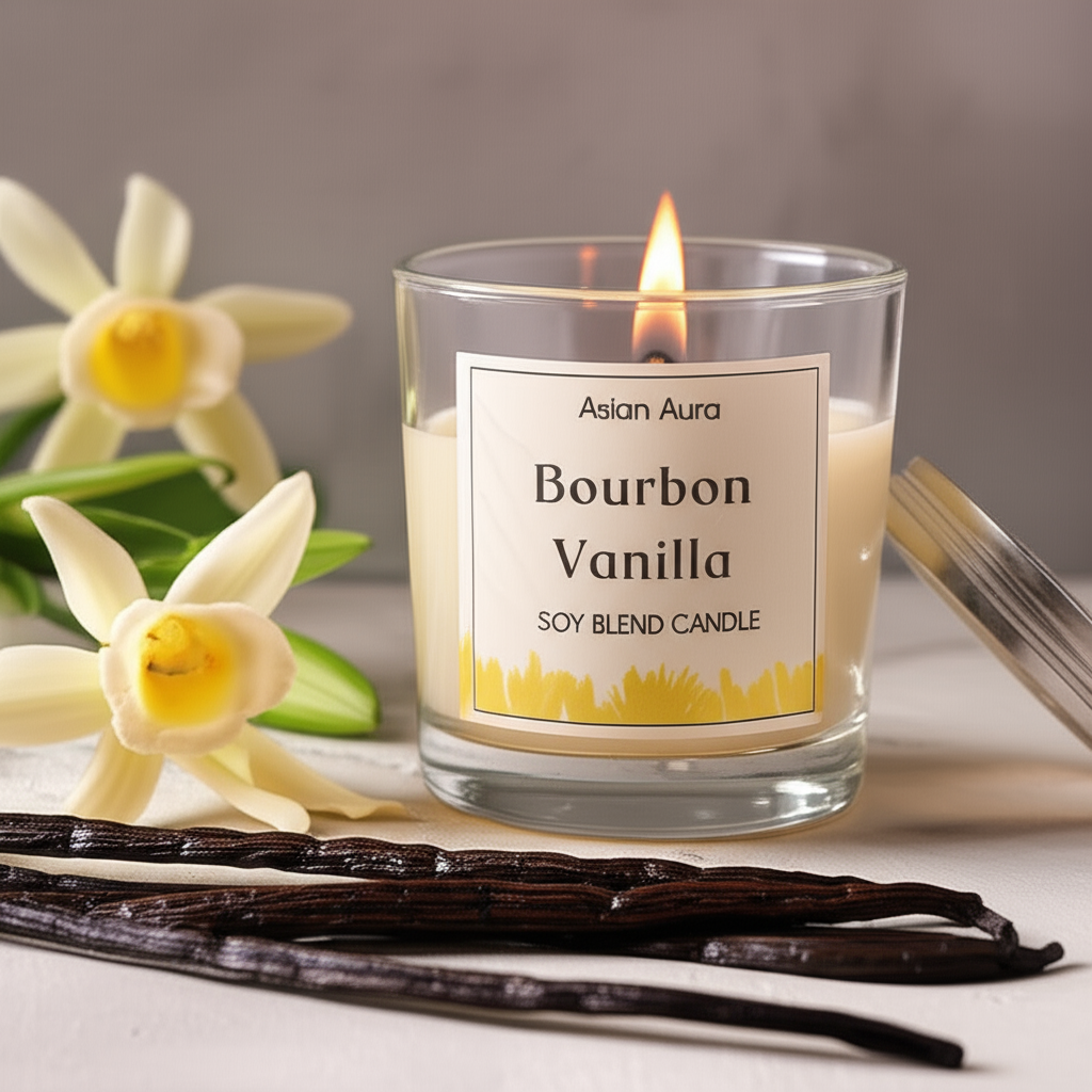 Asian Aura - Bourbon vanilla | Scented Soy Wax | Premium Glass Jar